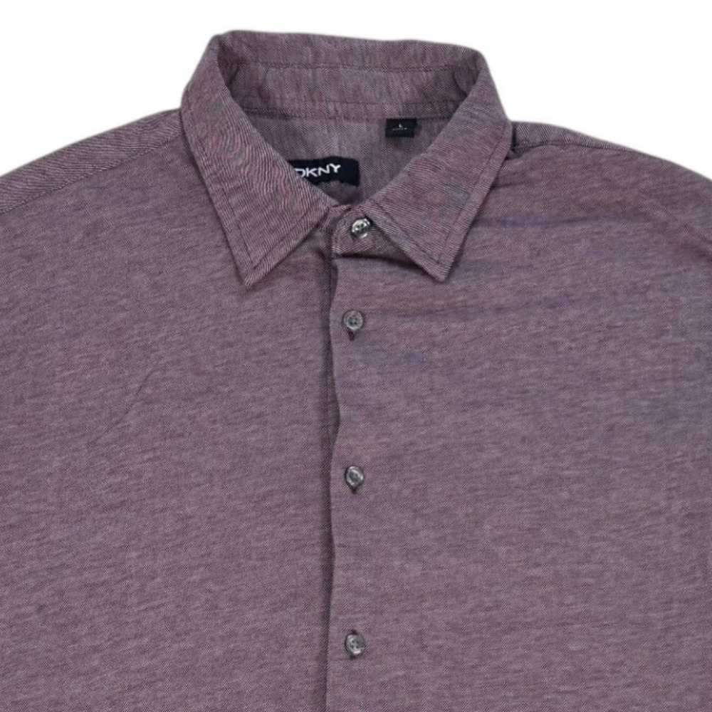 DKNY Men's Purple Long Sleeve Button Up Shirt Cotton Knit Size Large Regular Fit